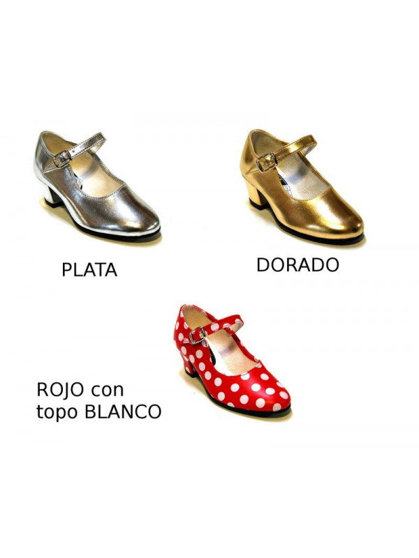 Zapato andaluza plata oro rojo topo blanco