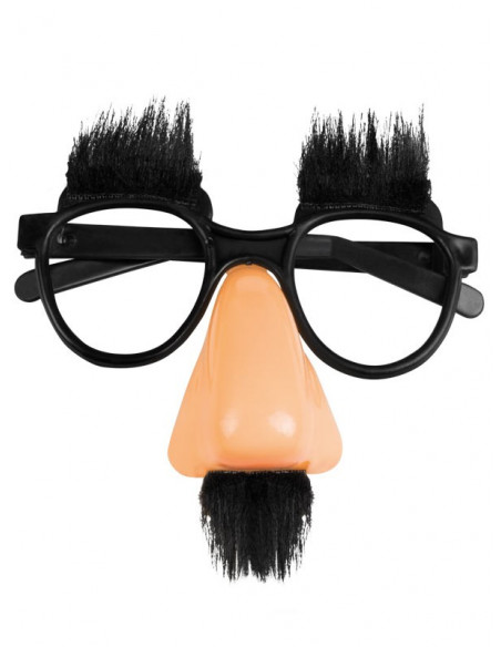 ajo Fonética Saga Gafas con nariz y bigote peludas - Comprar en Tienda Disfraces Bacanal