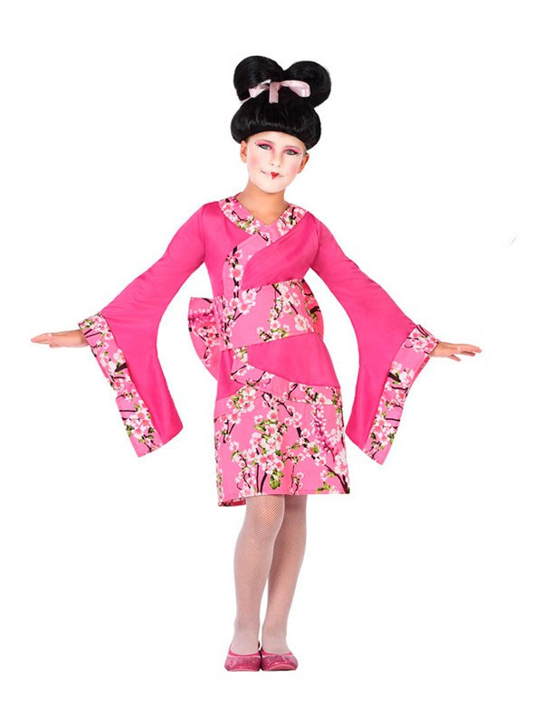  Disfraz geisha rosa para niña
