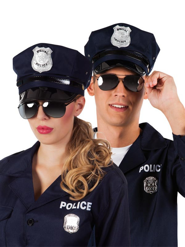 Gafas Policía o Aviador Negras para Disfraz