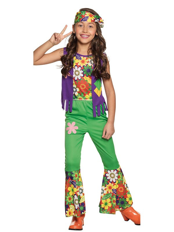 Disfraz hippie flores para niña