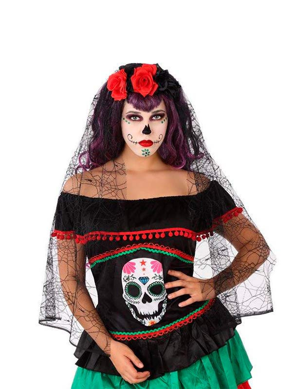 Diadema Catrina Con Velo Envío En 24h Comprar En Disfraces Bacanal