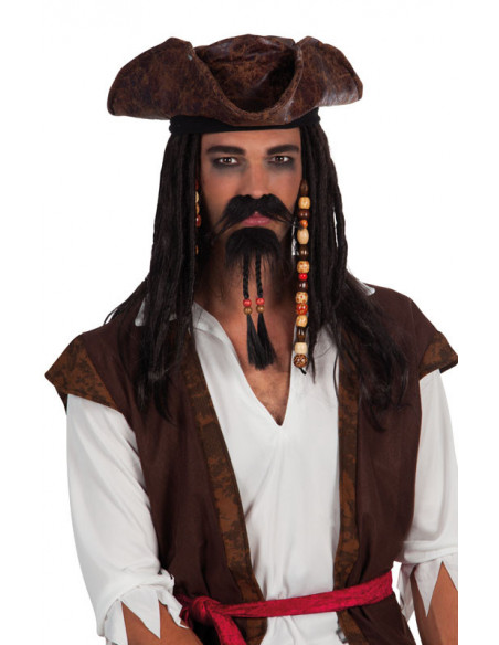 Sombrero Pirata con Rastas y Abalorios