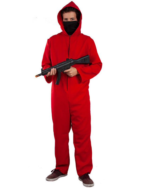 Disfraz Atracador La Casa De Papele Unitardo Rojo Con Pistola Y Mascara De  Dali Infantil Unisex
