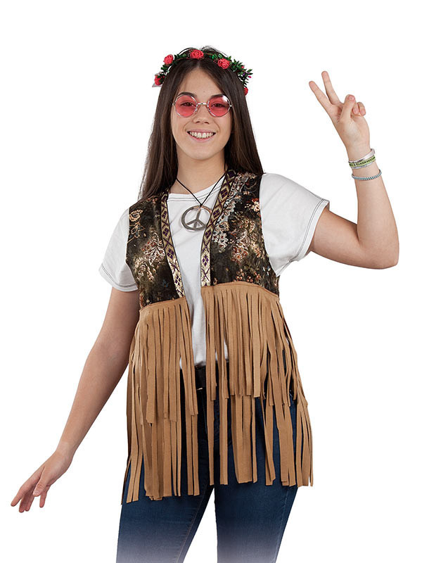 Chaleco hippie para mujer - Envío 24h|Compra en Disfraces Bacanal