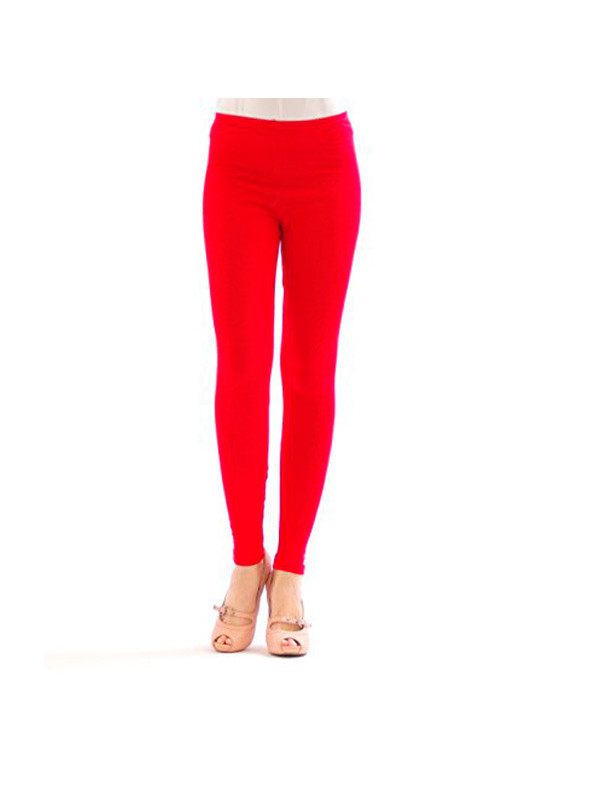 Leggings largos de talla grande para mujer, color rojo, Rojo 