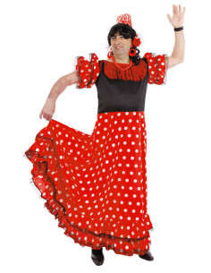 Atosa Disfraz Flamenca Sevillana Blanco Rojo Mujer Adulto
