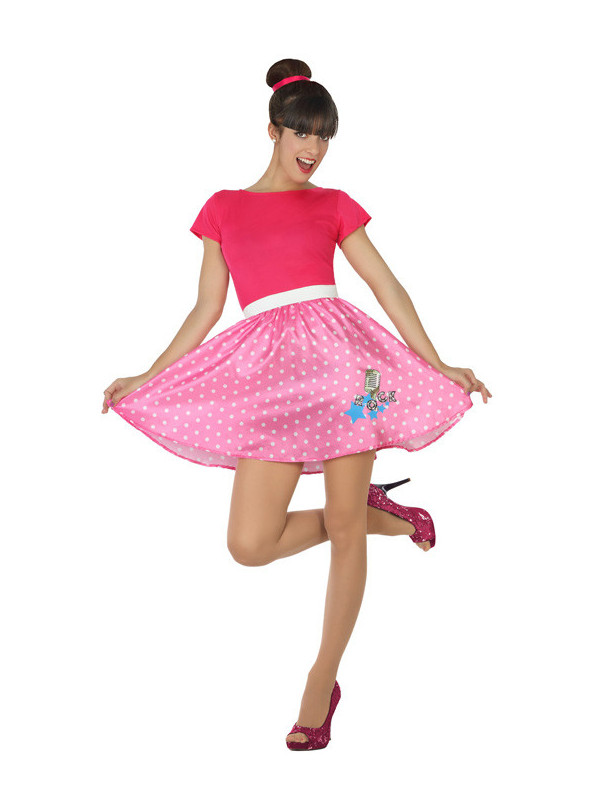 caja de cartón cuero Tener un picnic Disfraz años 50 rosa para mujer - Envío 24h|Compra Disfraces Bacanal