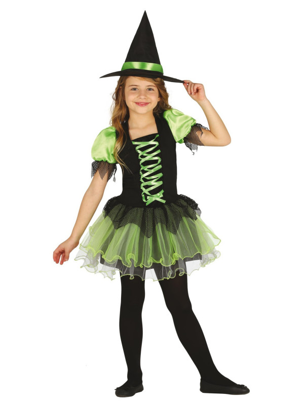 Disfraz de bruja verde para niña