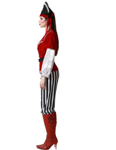 disfraz mujer pirata. pañuelo rojo. camisa blanca de mangas