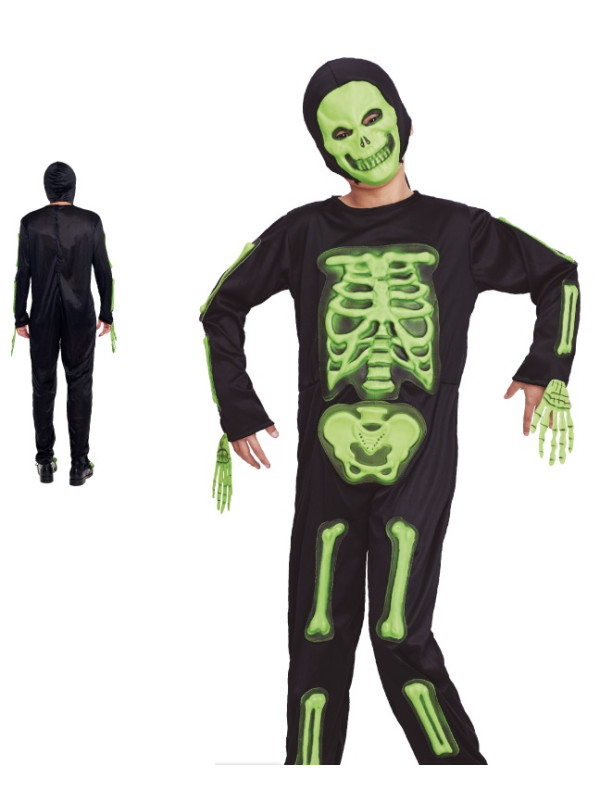 Disfraz esqueleto verde infantil