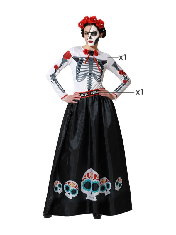 Disfraz esqueleto mejicana talla grande