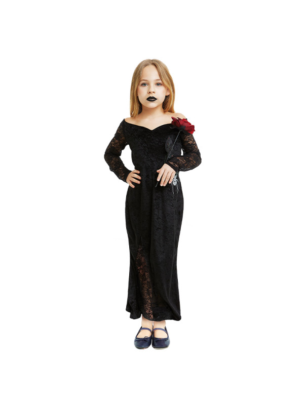Disfraz vestido vampiresa Morticia infantil