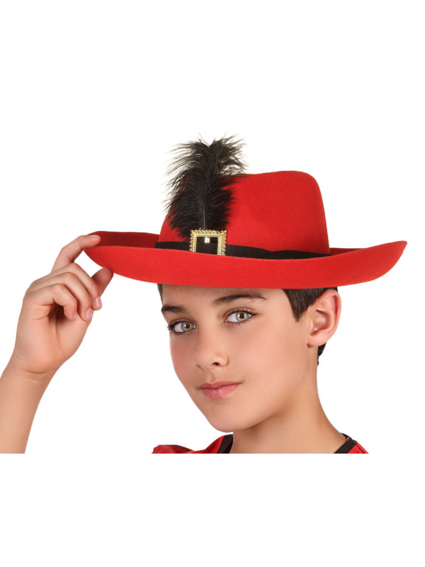 Sombrero mosquetero rojo infantil