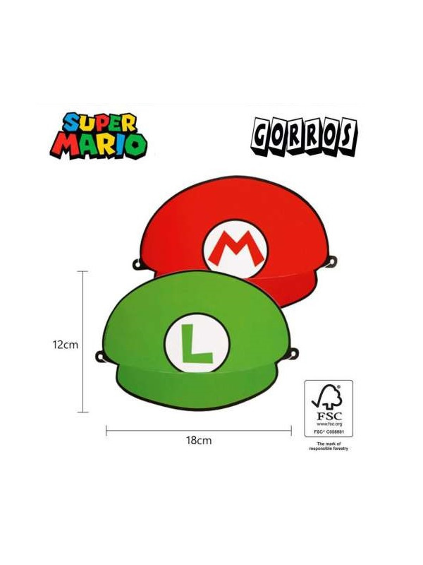 Gorros de papel Super Mario Bross