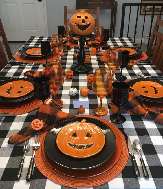 Decoración mesa halloween  calabaza